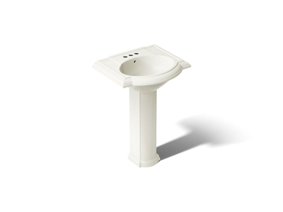 KOHLER K-2286-4 Devonshire 24" Pedestal Bathroom Sink with 4" Centerset Faucet Holes, biscuit