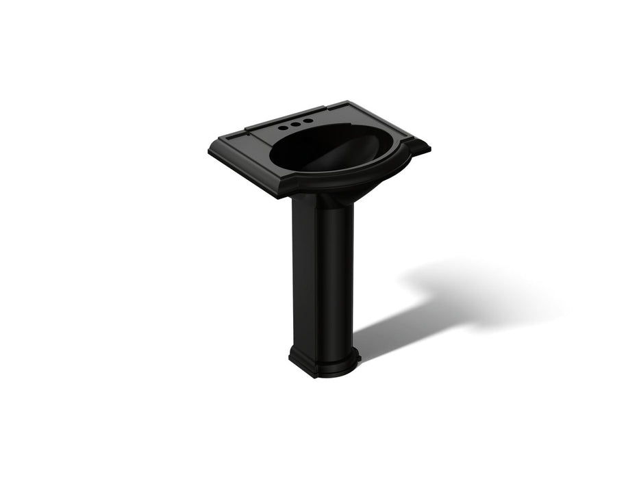 KOHLER K-2286-4 Devonshire 24" Pedestal Bathroom Sink with 4" Centerset Faucet Holes, black black