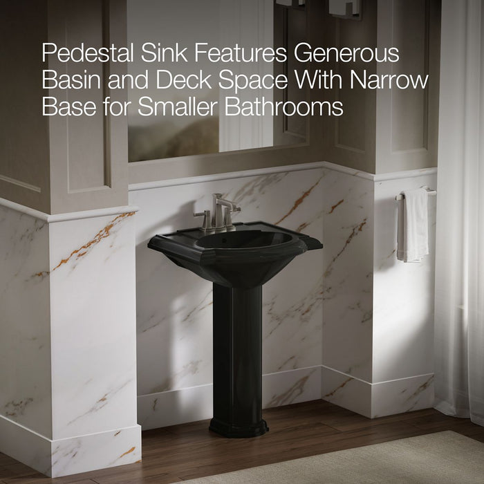 KOHLER K-2286-4 Devonshire 24" Pedestal Bathroom Sink with 4" Centerset Faucet Holes, black black - view 4