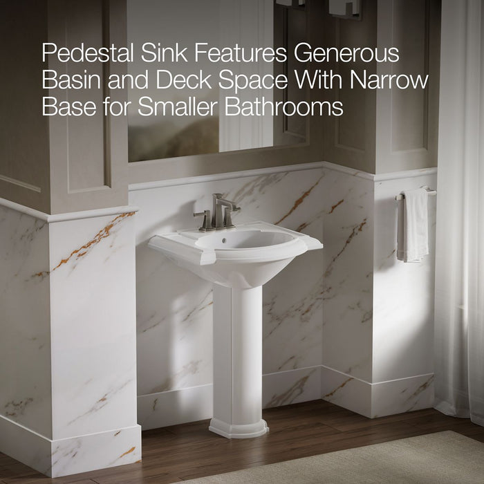 KOHLER K-2286-4 Devonshire 24" Pedestal Bathroom Sink with 4" Centerset Faucet Holes, white - view 4