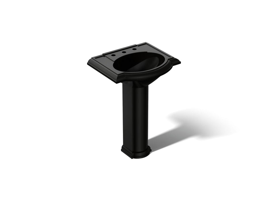 KOHLER K-2286-8 Devonshire 24" Pedestal Bathroom Sink with 8" Widespread Faucet Holes, black black