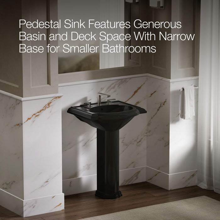 KOHLER K-2286-8 Devonshire 24" Pedestal Bathroom Sink with 8" Widespread Faucet Holes, black black - view 4