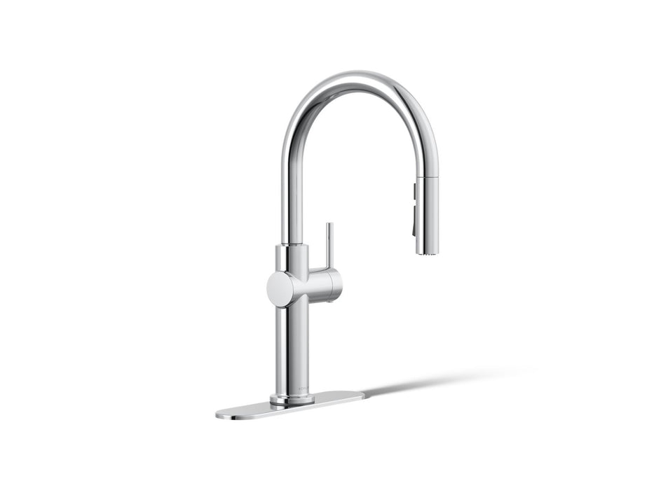 KOHLER K-22972 Crue Pull-down kitchen sink faucet with three-function sprayhead, polished chrome