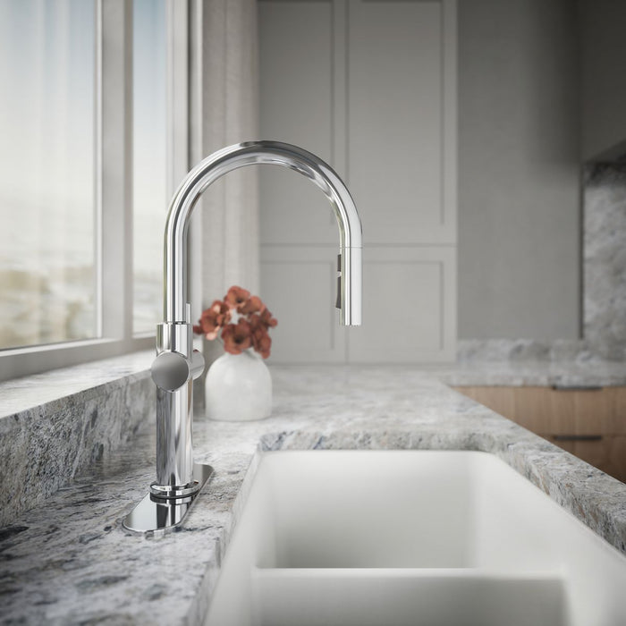 KOHLER K-22972 Crue Pull-down kitchen sink faucet with three-function sprayhead, polished chrome - view 2