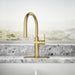 KOHLER K-22972 Crue Pull-down kitchen sink faucet with three-function sprayhead, vibrant brushed moderne brass - view 4