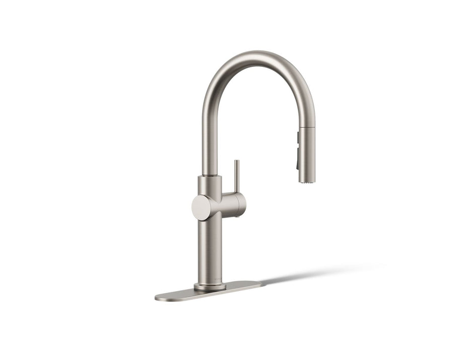 KOHLER K-22972 Crue Pull-down kitchen sink faucet with three-function sprayhead, vibrant stainless