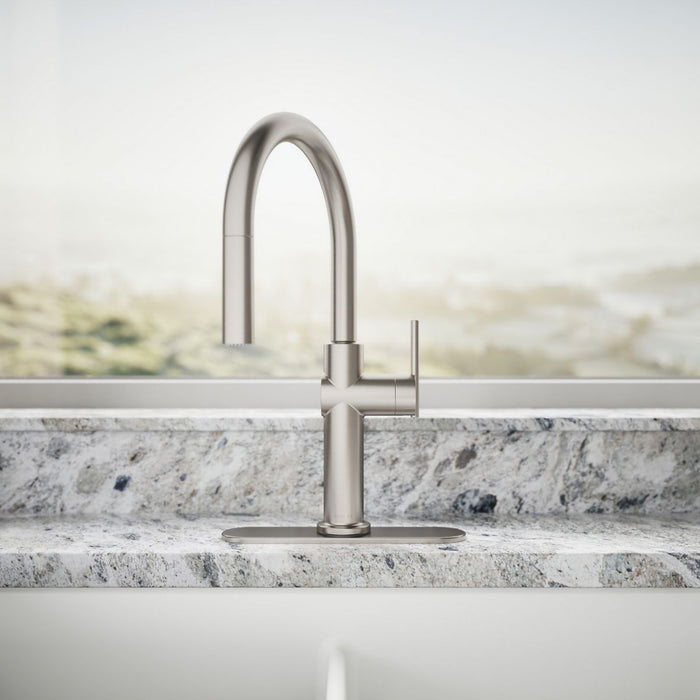 KOHLER K-22972 Crue Pull-down kitchen sink faucet with three-function sprayhead, vibrant stainless - view 4