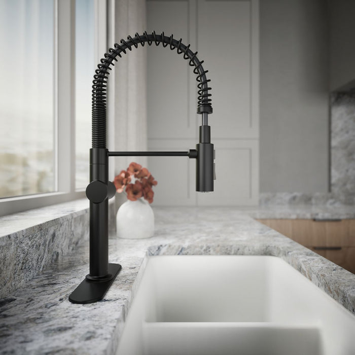 KOHLER K-22973 Crue Semi-professional kitchen sink faucet with three-function sprayhead, matte black - view 2