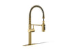 KOHLER K-22973 Crue Semi-professional kitchen sink faucet with three-function sprayhead, vibrant brushed moderne brass