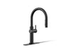 KOHLER K-22974 Crue Touchless pull-down kitchen sink faucet with three-function sprayhead, matte black