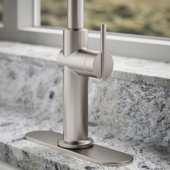 KOHLER K-22974 Crue Touchless pull-down kitchen sink faucet with three-function sprayhead, vibrant stainless - view 3