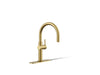 KOHLER K-22975 Crue Single-handle bar sink faucet, vibrant brushed moderne brass