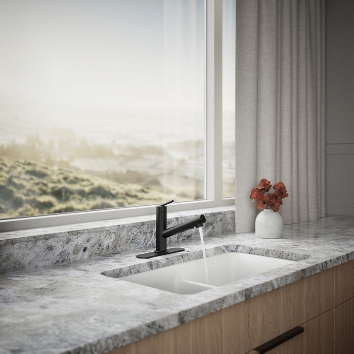 KOHLER K-22976 Crue Pull-out kitchen sink faucet with three-function sprayhead, matte black - view 3