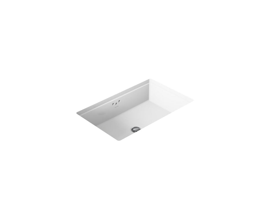 KOHLER K-2297-G Kathryn 24" rectangular undermount bathroom sink with glazed underside, white