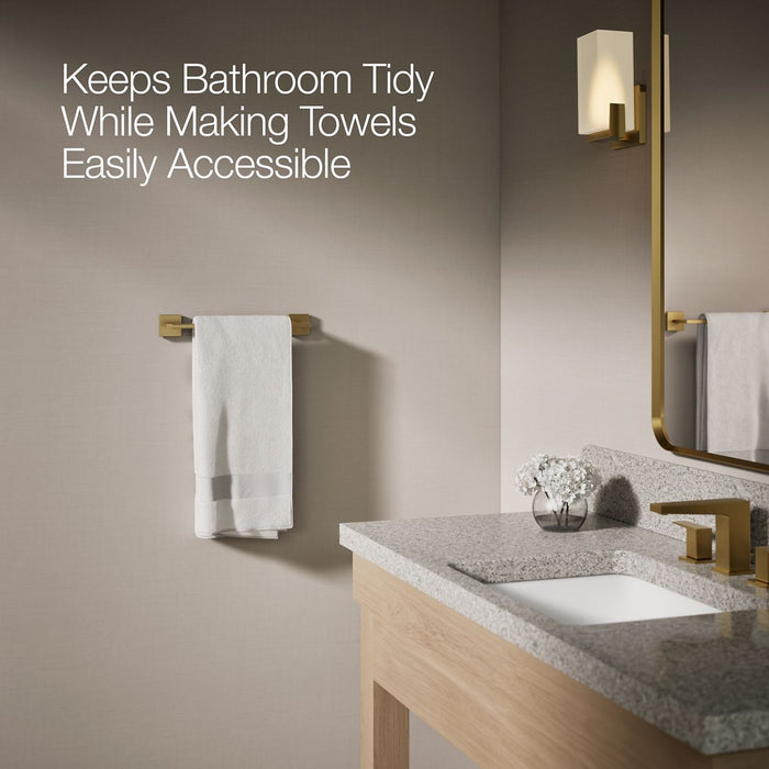 KOHLER K-23286 Square 12" towel bar, vibrant brushed moderne brass - view 4