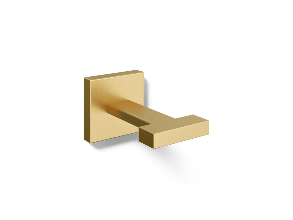 KOHLER K-23290 Square Robe hook, vibrant brushed moderne brass