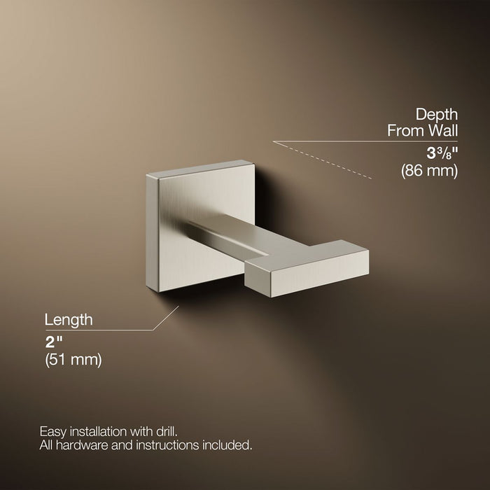 KOHLER K-23290 Square Robe hook, vibrant brushed nickel - view 4