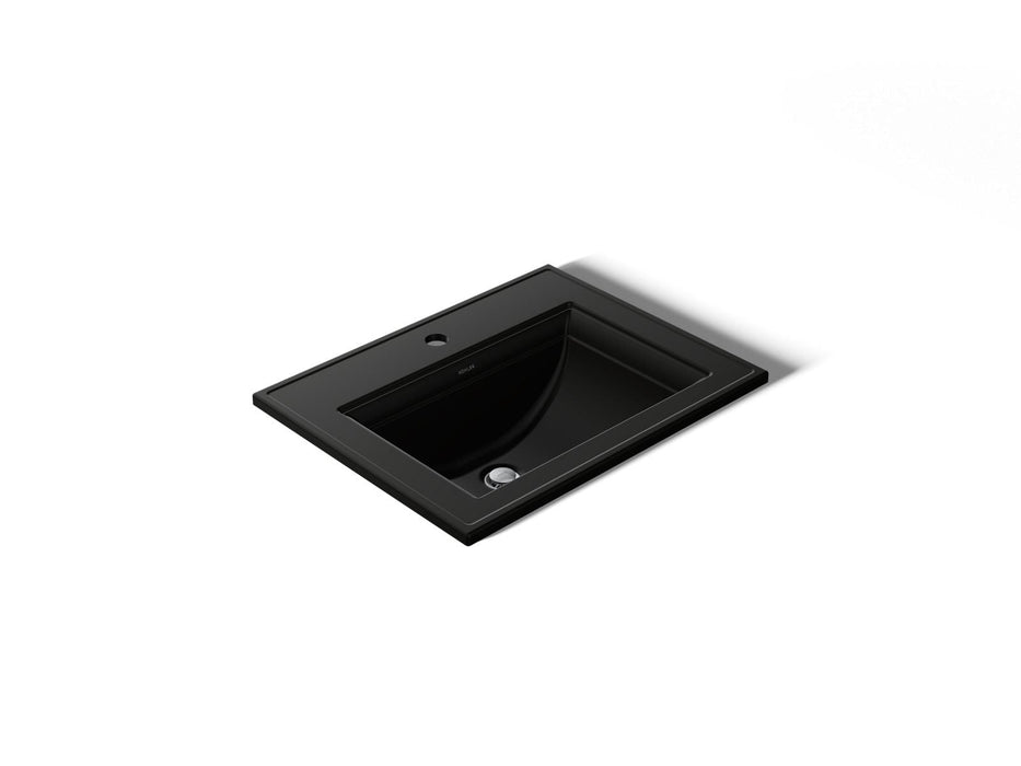 KOHLER K-2337-1 Memoirs Stately 22-3/4" Rectangular Drop-in Bathroom Sink, black black
