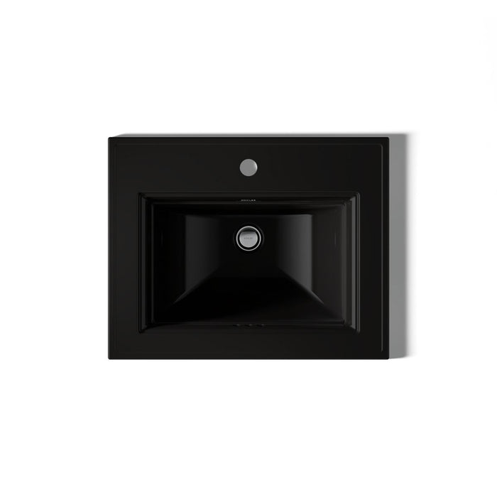 KOHLER K-2337-1 Memoirs Stately 22-3/4" Rectangular Drop-in Bathroom Sink, black black - view 3