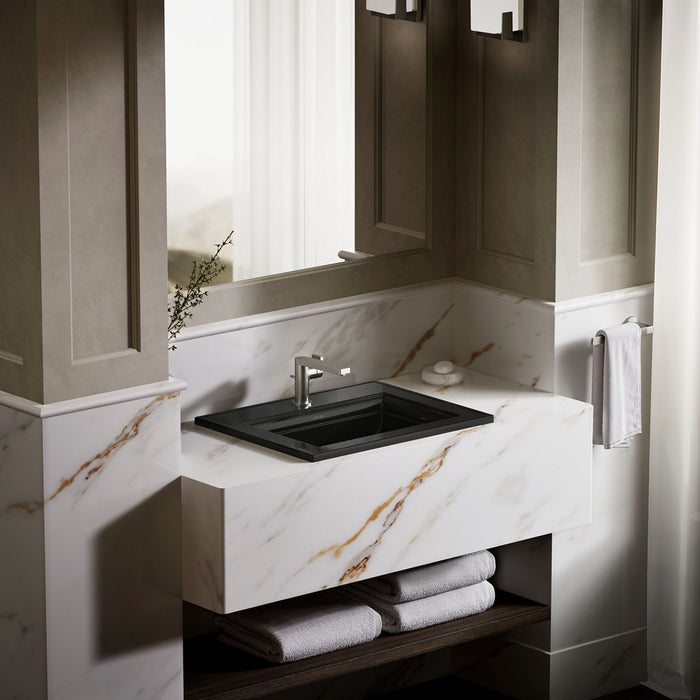 KOHLER K-2337-1 Memoirs Stately 22-3/4" Rectangular Drop-in Bathroom Sink, black black - view 4