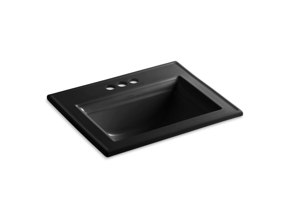 KOHLER K-2337-4 Memoirs Stately 22-3/4" Rectangular Drop-in Bathroom Sink, black black