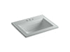 KOHLER K-2337-4 Memoirs Stately 22-3/4" Rectangular Drop-in Bathroom Sink, ice grey