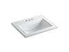KOHLER K-2337-4 Memoirs Stately 22-3/4" Rectangular Drop-in Bathroom Sink, white
