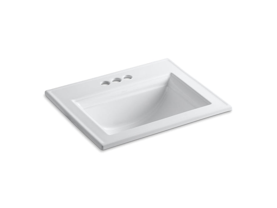 KOHLER K-2337-4 Memoirs Stately 22-3/4" Rectangular Drop-in Bathroom Sink, white