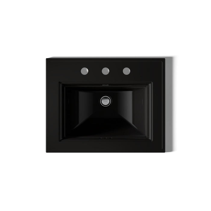 KOHLER K-2337-8 Memoirs Stately 22-3/4" Rectangular Drop-in Bathroom Sink, black black - view 3