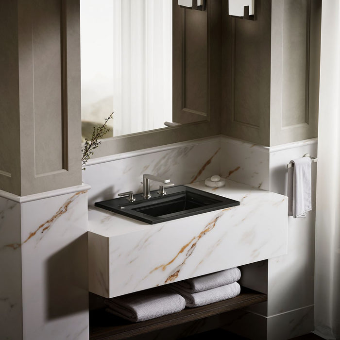 KOHLER K-2337-8 Memoirs Stately 22-3/4" Rectangular Drop-in Bathroom Sink, black black - view 4