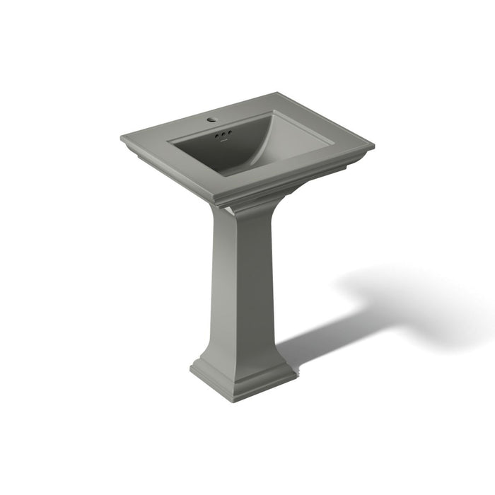 KOHLER K-2344-1 Memoirs Stately 25" Rectangular Pedestal Bathroom Sink, Thunder Grey - 3/4 view of product