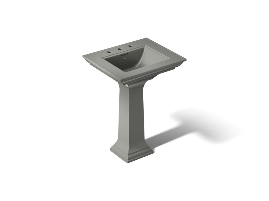 KOHLER K-2344-8 Memoirs Stately 25" Rectangular Pedestal Bathroom Sink, Thunder Grey - 3/4 view of product