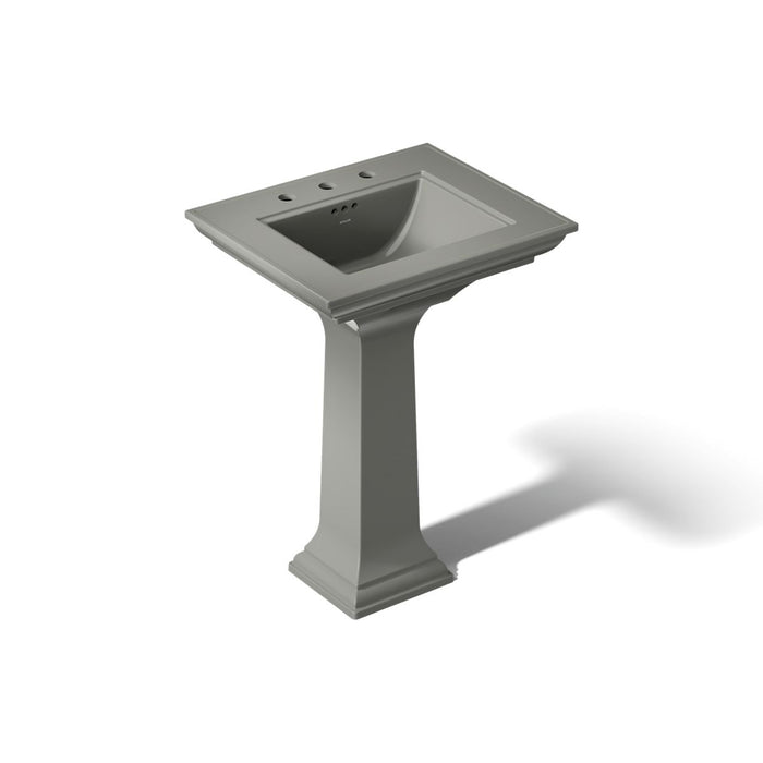 KOHLER K-2344-8 Memoirs Stately 25" Rectangular Pedestal Bathroom Sink, Thunder Grey - 3/4 view of product
