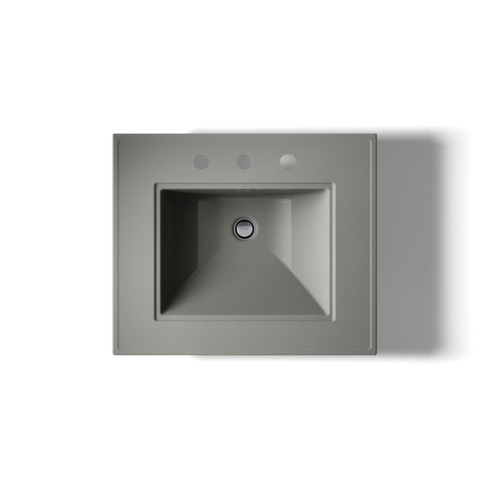 KOHLER K-2344-8 Memoirs Stately 25" Rectangular Pedestal Bathroom Sink, Thunder Grey - top view of product