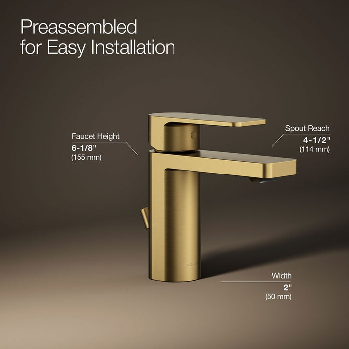 KOHLER K-23472-4 Parallel Single-handle bathroom sink faucet, 1.2 gpm, vibrant brushed moderne brass - view 5