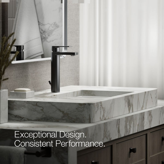 KOHLER K-23475-4 Parallel Tall single-handle bathroom sink faucet, 1.2 gpm, matte black - view 3