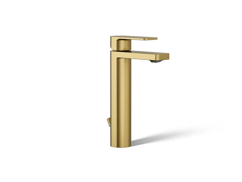 KOHLER K-23475-4 Parallel Tall single-handle bathroom sink faucet, 1.2 gpm, vibrant brushed moderne brass