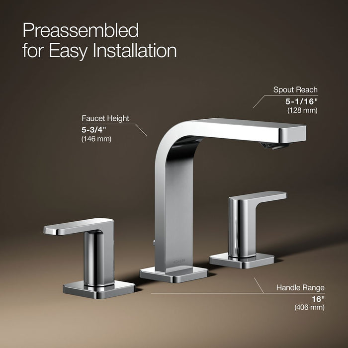 KOHLER K-23484-4 Parallel Widespread bathroom sink faucet, 1.2 gpm