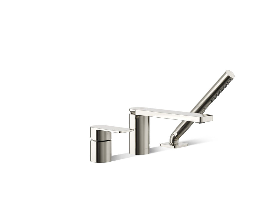 KOHLER K-23488-4 Parallel Deck-mount bath faucet with handshower, vibrant polished nickel