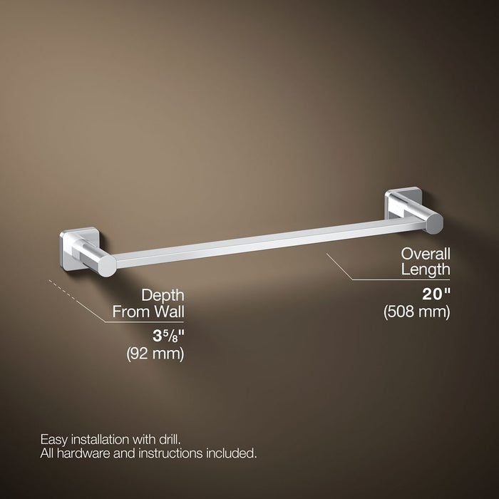 KOHLER K-23524 Parallel 18" towel bar, polished chrome - view 4