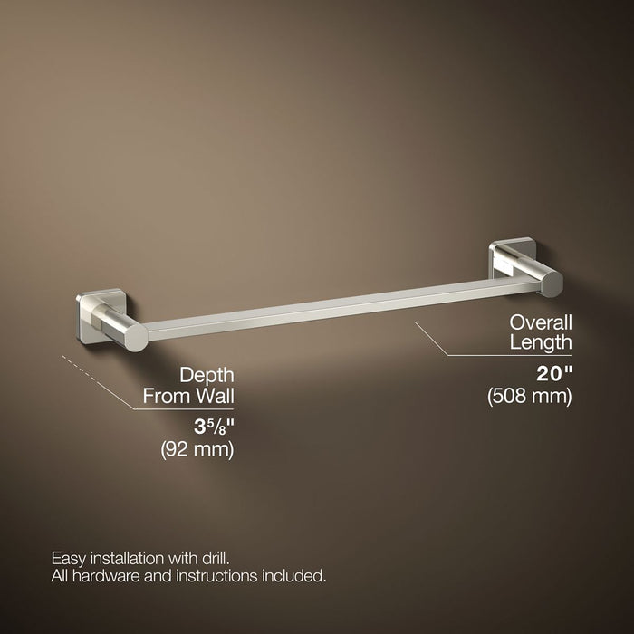 KOHLER K-23524 Parallel 18" towel bar, vibrant polished nickel - view 4