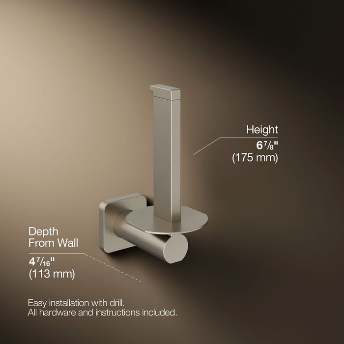 KOHLER K-23527 Parallel Vertical toilet paper holder, vibrant brushed nickel - view 5