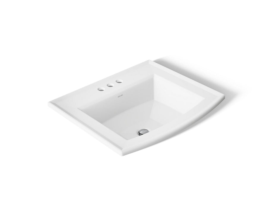 KOHLER K-2356-4 Archer 22-3/4" Rectangular Drop-in Bathroom Sink, white