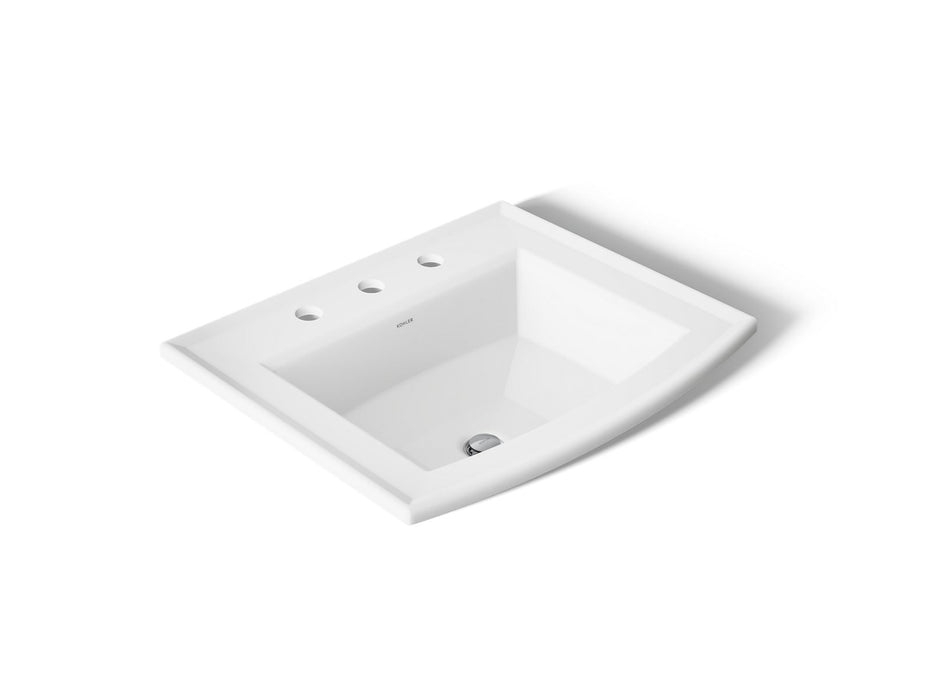 KOHLER K-2356-8 Archer 22-3/4" Rectangular Drop-in Bathroom Sink, white