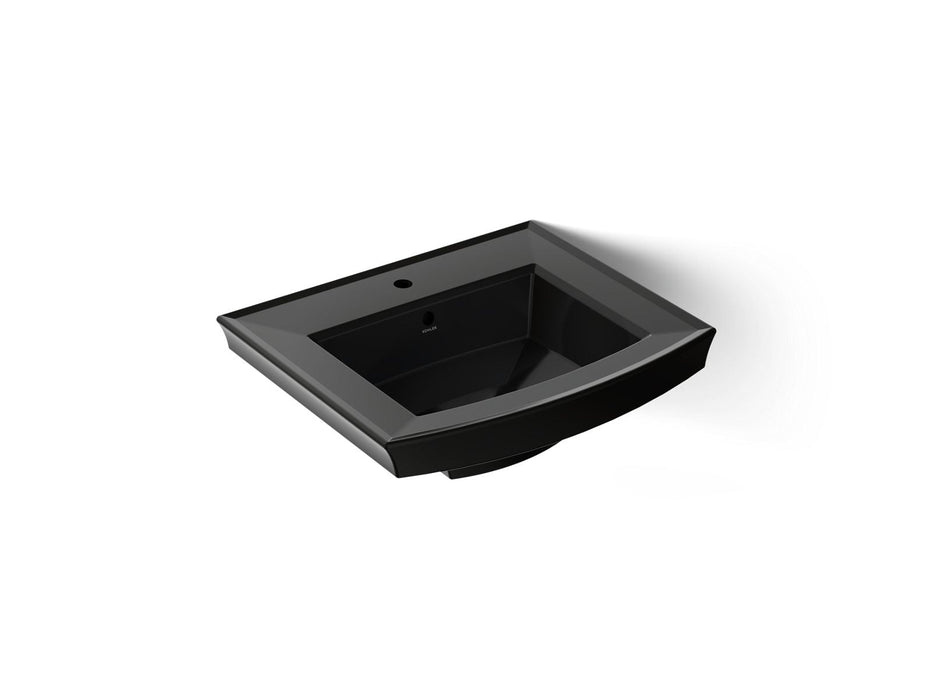 KOHLER K-2358-1 Archer 24" Rectangular Pedestal Bathroom Sink, black black