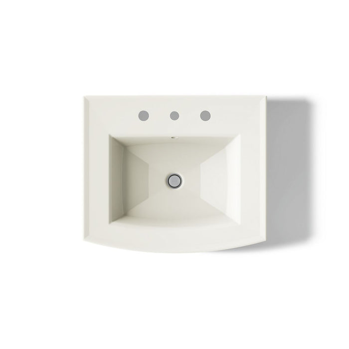 KOHLER K-2358-8 Archer 24" Rectangular Pedestal Bathroom Sink, biscuit - view 3