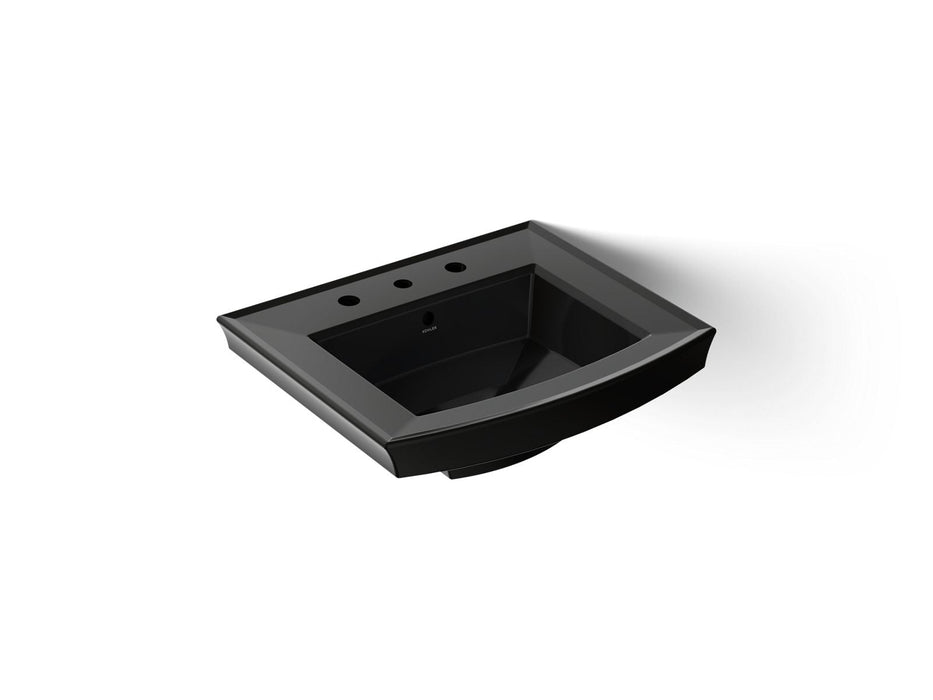 KOHLER K-2358-8 Archer 24" Rectangular Pedestal Bathroom Sink, black black