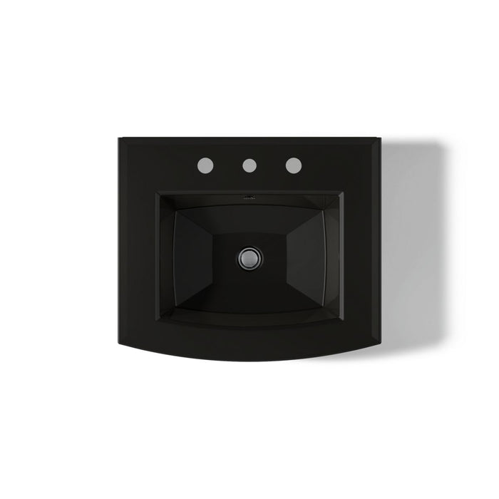 KOHLER K-2358-8 Archer 24" Rectangular Pedestal Bathroom Sink, black black - view 3