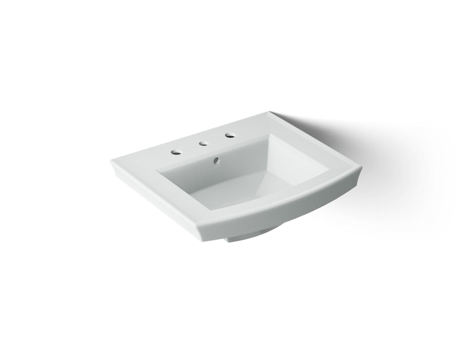 KOHLER K-2358-8 Archer 24" Rectangular Pedestal Bathroom Sink, ice grey