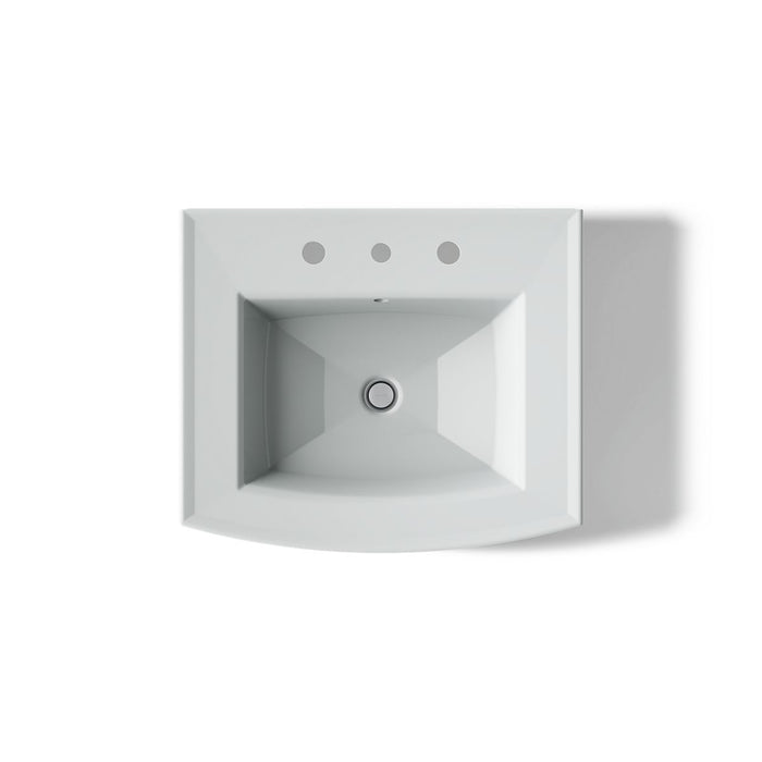 KOHLER K-2358-8 Archer 24" Rectangular Pedestal Bathroom Sink, ice grey - view 3